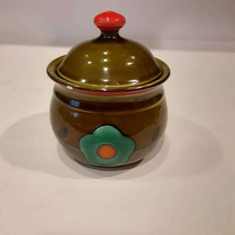 Georges Briard Vintage MCM Sugar Bowl w/lid Flaw Great Decor